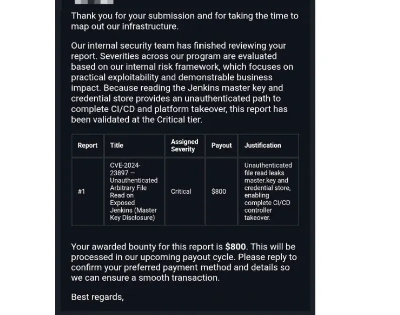 How I Found a Critical Jenkins Vulnerability in 10 Minutes and Earned an $800 Bug Bounty